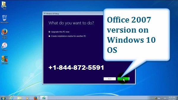 error trying to install office 2007 on windows 10